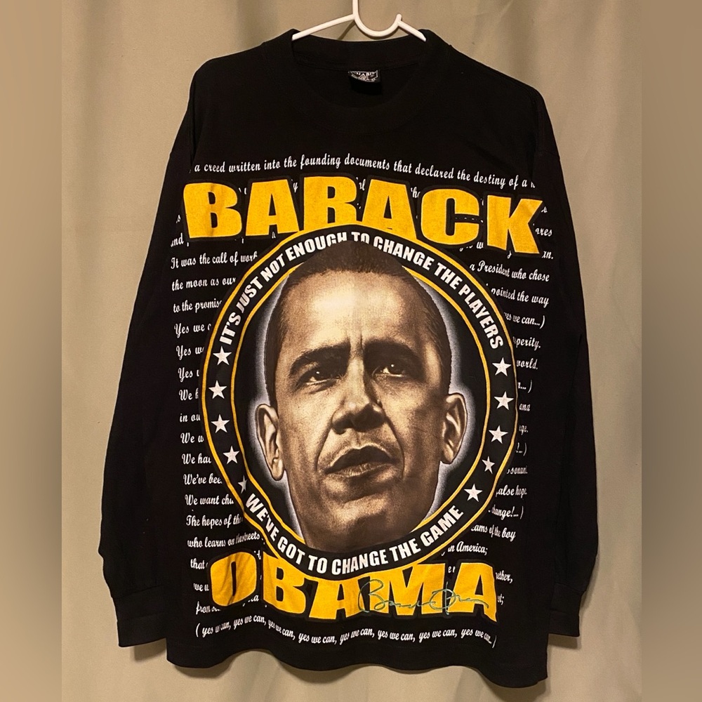 Barrack Obama I’m Asking You to  Believe Mens Black Graphic long sleeve Tee XL